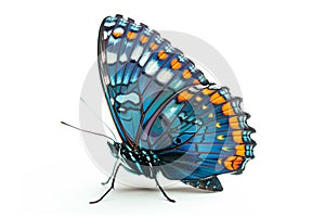 Beautiful Red spotted purple butterfly isolated on a white background. Side view