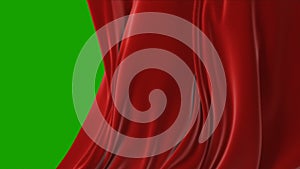 Beautiful Red Waving Curtain Blown Away by Wind, Opening Background. Looped 3d Animation with Alpha Matte. Abstract Wavy