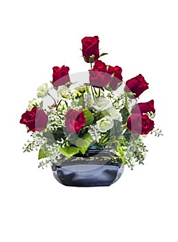 Beautiful red and white artificial rose flowers