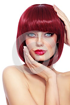 Beautiful redhead girl with bob haircut