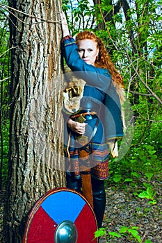 Beautiful redhead scandinavian warrior