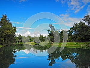 Beautiful reflection of a peaceful lake