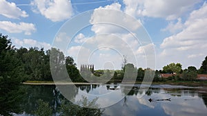 Beautiful reflex on a river in Italy, near the city of Lodi photo