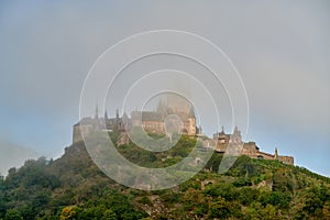 Beautiful Reichsburg castle on a hill in Cochem, Germany