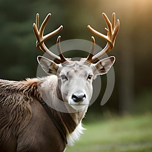 Beautiful reindeer looking at the viewer - ai generated image