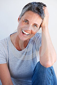 Beautiful relaxed older woman laughing