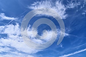 Beautiful and relaxing cirrus clouds high in a deep blue sky