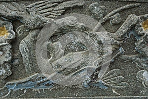 The beautiful relief on the stone