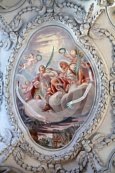 Beautiful religious fresco in Benediktbeuern, Germany