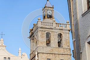 Beautiful religious tower in the town of Villanueva de la Serena, Badajoz, Spain. photo