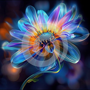 a beautiful and relistic colourful flower on a bright background