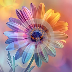 a beautiful and relistic colourful flower on a bright background photo