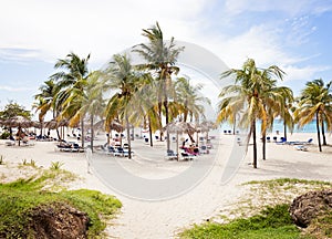 Beautiful resort beach with people in Varadero Cuba