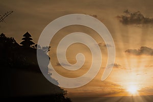 Beautiful resort silhouette at Tanah Lot, Bali