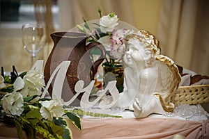 Beautiful restaurant interior table decoration for wedding or event.