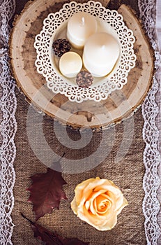 Beautiful restaurant interior table decoration for wedding or event. Flower Wedding Table Decoration/ Autumn colors.