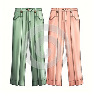 beautiful retro High-waisted pants clipart illustration