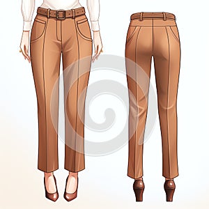 beautiful retro High-waisted pants clipart illustration