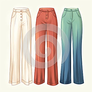 beautiful retro High-waisted pants clipart illustration