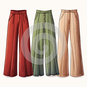 beautiful retro High-waisted pants clipart illustration