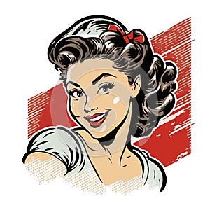 Beautiful retro pinup girl style for your logo, t-shirt, label design or patch