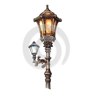 beautiful Retro streetlamp clipart illustration