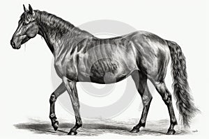 Beautiful Animal Retro Style Art Antique Horse Drawing