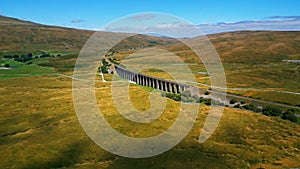 Beautiful Ribble Valley at Yorkshire Dales National Park - aerial view - travel photography