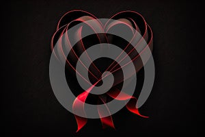 Beautiful Ribbon red and black color, san valentine gift decoration, post card. Generative AI