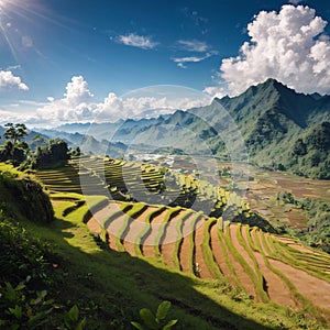 Beautiful Rice Terraces, South East Asia made with Generative AI