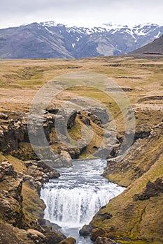 A beautiful rift on the top of mountain with a river stream