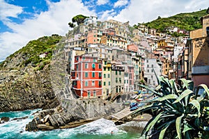 Beautiful Riomaggiore fisherman village at Cinque Terre, Italy