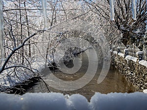 Beautiful river landscape in Ice