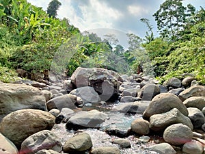 Beautiful river rokcs in Lombok jungle