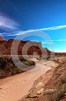 Beautiful river scenery near the Colorado river, Lees Ferry landing, Page, AZ, USA