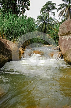 Beautiful river stream at Raub, Pahang, Malaysia.