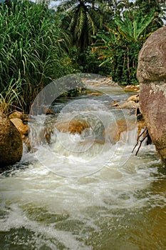 Beautiful river stream at Raub, Pahang, Malaysia.
