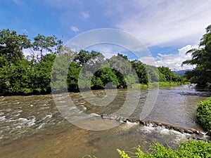 Beautiful river stream in Tambunan, Sabah. Malaysia, Borneo.