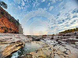 A beautiful river surrounded by rocky mountain at Chidiya Bhadak, Indore, Madhya Pradesh, India