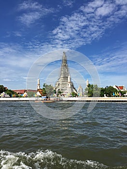 Beautiful river view of Wat Arun, Bangkok, Thailand
