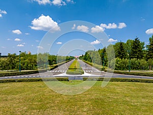 Beautiful road and gates to Disneyland in Paris.