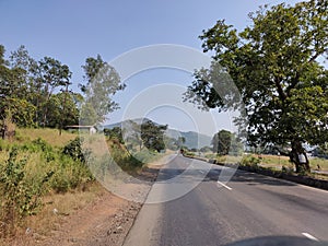 Beautiful road landscape image full of greenery from village in India