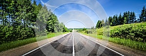 Beautiful road panorama in forest