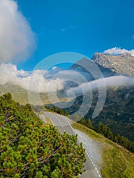 Beautiful road Sustenpass in Switzerland in sunny day