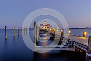 The Beautiful Roanoke Marsh Lighthouse located on the Outer Bank