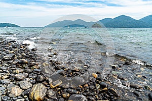 Beautiful rock beach and scenery in Koh Hin Ngam island, Tarutao National park, Thailand