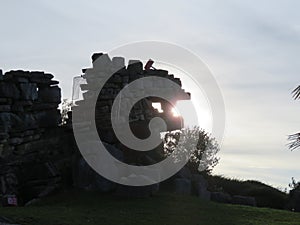 Beautiful rock construction shaped like a fire-mouthed dragon photo