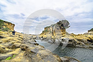 Beautiful rock formation in peace island, keelung, photo