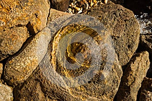 Beautiful rock formations on the beach of Loutra Edipsou, Greece