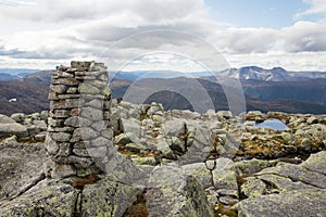 A beautiful rock formations in the mountains of Folgefonna national park in Norway.